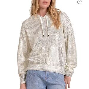 Elan Metallic Threaded White/Silver Hoodie